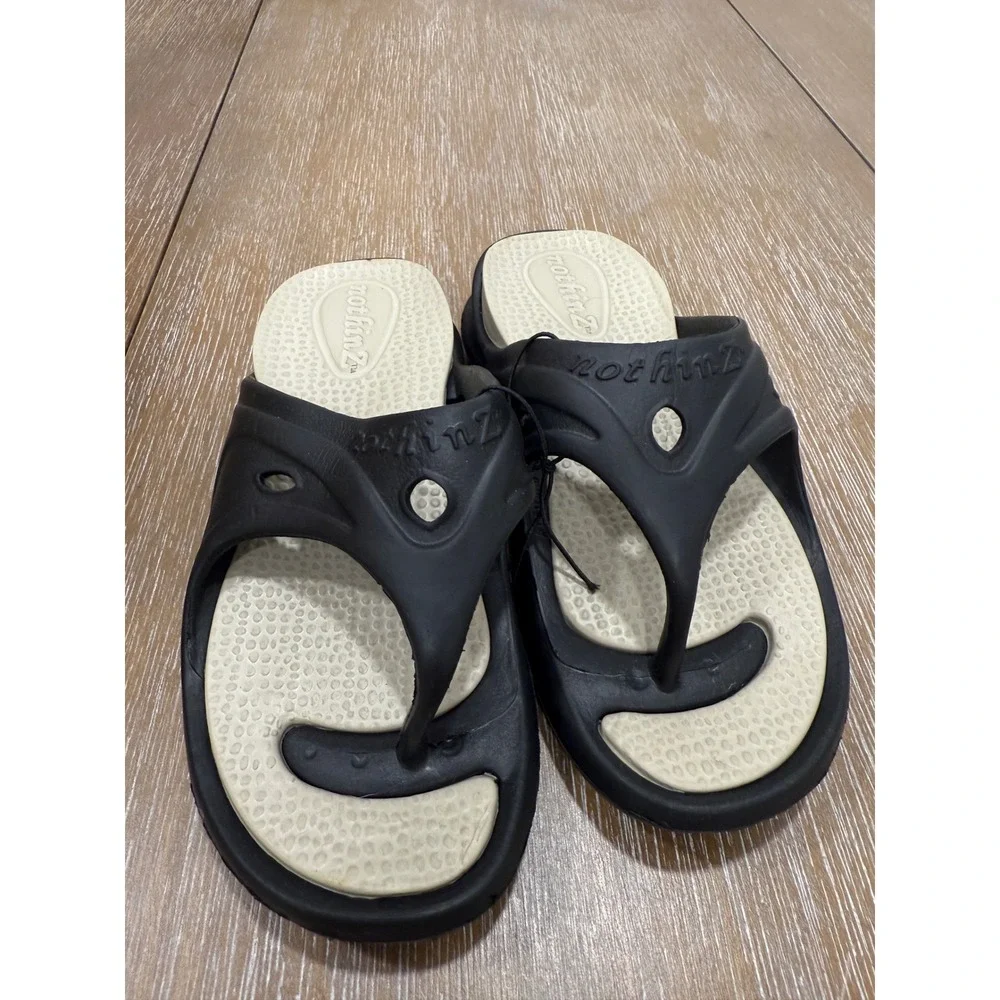 Nothinz‎ Kids Black Thong Sandals Flip Flops Size L5 6 JR3 4